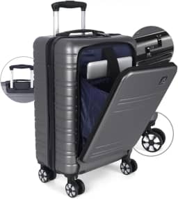 Mala de Viagem de Bordo 10kg Porta Notebook, Cadeado TSA, Policarbonato à Prova de Aeroportos - Polo King Cannes (Grafite, Bordo)