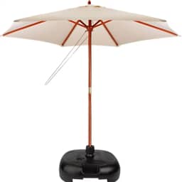 Ombrelone Central Redondo 2,40 Metros Madeira Guarda Sol Piscina + base Movel