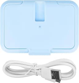 Aquecedor de lenços umedecidos para bebês portátil dispensador de lenços umedecidos USB aquecimento rápido aquecedor de lenços para casa carro viagem (azul)