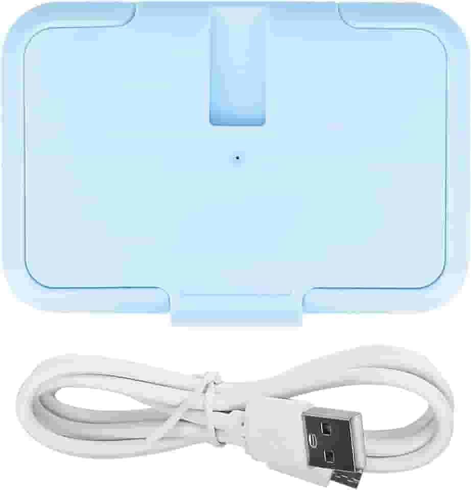 Aquecedor de lenços umedecidos para bebês portátil dispensador de lenços umedecidos USB aquecimento rápido aquecedor de lenços para casa carro viagem (azul)