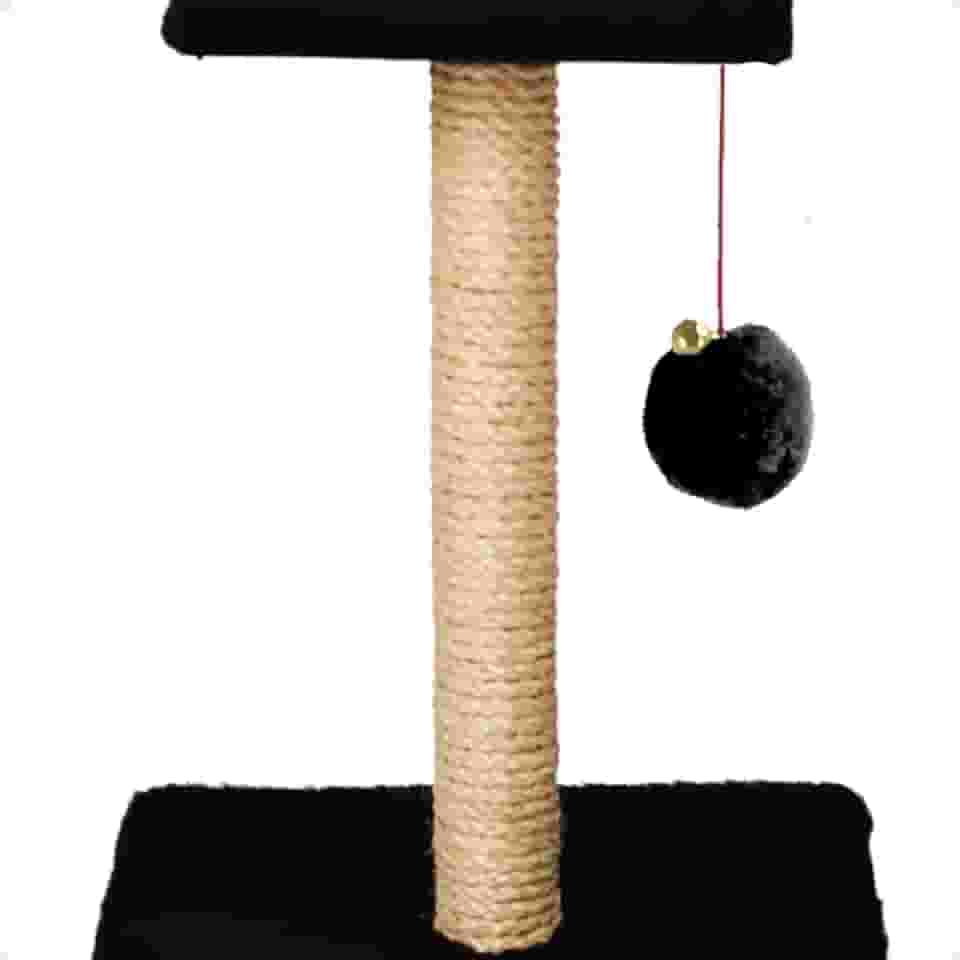 Arranhador para Gatos Pet Quadrado Poste Sisal com Brinquedo Pompom Pelúcia Guizo