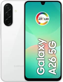 Samsung Celular Galaxy A26 5G 256GB, 8GB RAM, Câmera de 50MP, IP67, Tela Super AMOLED 6.7', NFC (Branco)