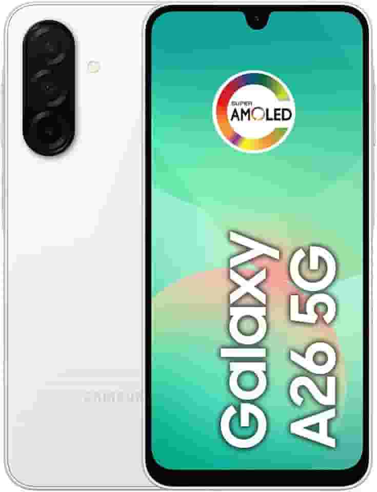 Samsung Celular Galaxy A26 5G 256GB, 8GB RAM, Câmera de 50MP, IP67, Tela Super AMOLED 6.7', NFC (Branco)