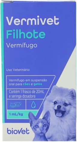 Vermífugo Biovet para Cães e Gatos Vermivet Filhote 20ml