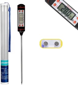 Termometro Culinario Digital + 02 Bateria LR44 Termômetro para Carne e Cozinha Medidor Temperatura Banho de Bebe Alimentos Churrasco Bebidas TP101 Preciso Industrial Quente Frio de -50 Até 300 Graus