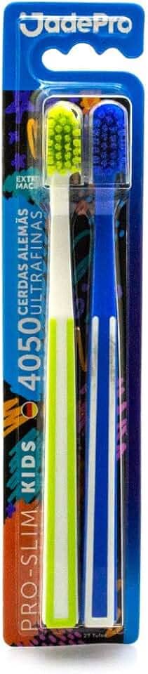Escova de Dente Infantil Pro Slim Kids 4050 Cerdas Ultra finas kit 2un JadePro (Branca/Azul)