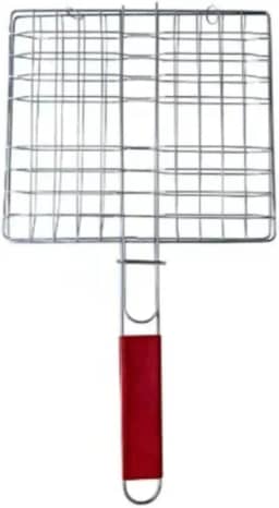 Grelha Dupla Abre E Fecha Para Churrasco, Aço Inox Portátil, Ideal Para Assar Legumes E Peixes, Resistente Ao Calor, Fácil De Limpar E Transportar