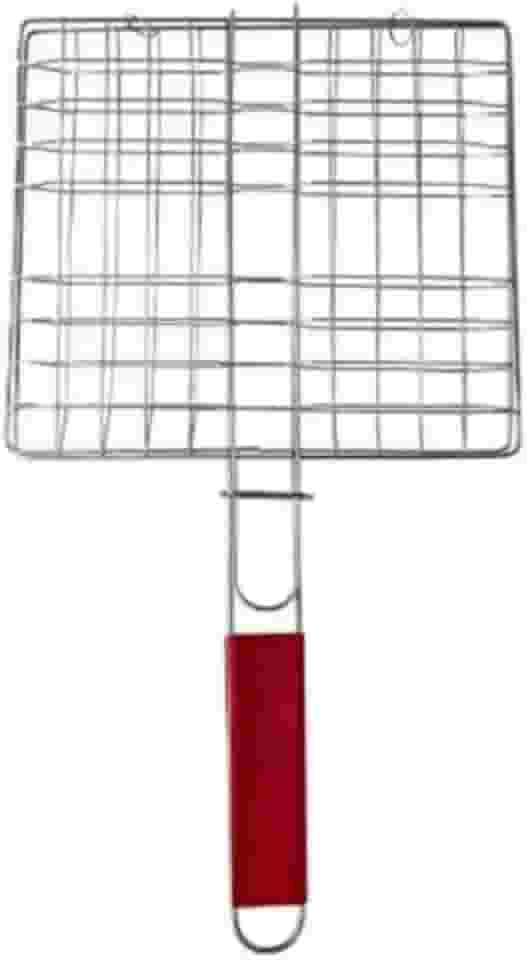 Grelha Dupla Abre E Fecha Para Churrasco, Aço Inox Portátil, Ideal Para Assar Legumes E Peixes, Resistente Ao Calor, Fácil De Limpar E Transportar