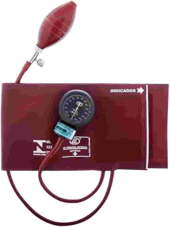 Aparelho de Pressão Esfigmomanômetro Bic Vinho Bordô Fecho de Contato