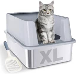 Caixa de Areia Fechada Grande de Aço Inoxidável,Banheiro Gato Fechado,Caixa Areia Gato com Pa