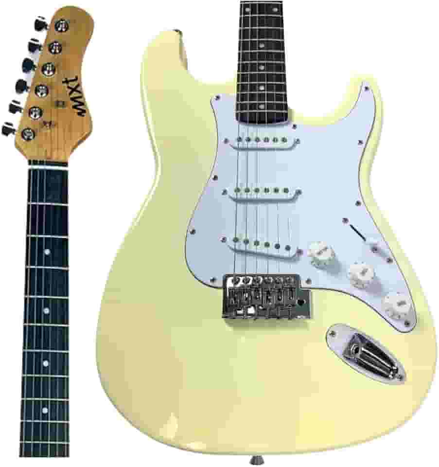 MXT Guitarra Elétrica ST Classic, Cor Creme, 22 Trastes Jumbo, 3 Captadores, Ponte Tremolo