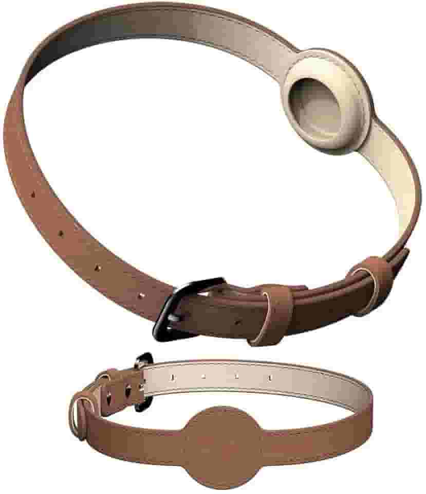 Coleira Para Rastreador AirTag Gps Cachorro Cães Cão Pet Personalizada Com Nome E Telefone Identificação (Marrom, M)