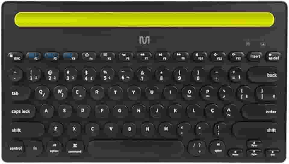 Teclado sem Fio Multi Bluetooth com 3 Pareamentos Simultâneos, 14 Teclas Multimídia e Slot para Dispositivos até 25cm – Preto TC284