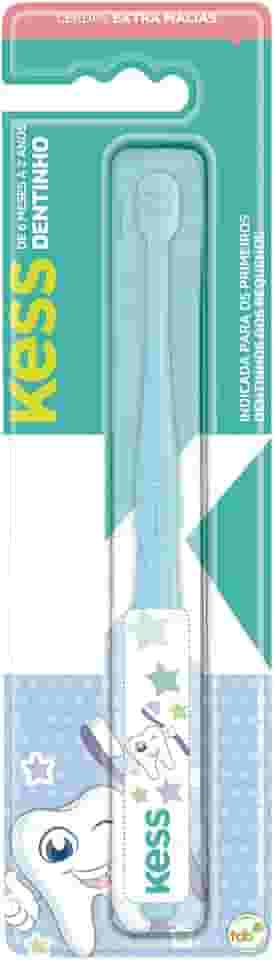 Escova Dental Infantil Dentinho com Estojo Protetor, Kess, Azul/Rosa