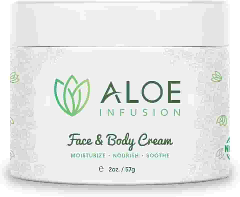 Aloe Infusion Hidratante Corporal E Facial - Creme Hidratante Natural Com Aloe Vera Orgânico - Cuidados Com A Pele Para Pele Seca, Antirrugas, Cicatrizes De Acne, Rosácea, Psoríase Eczema Creme Loçã