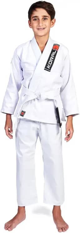 Kimono Jiu-Jitsu Infantil Branco Koral