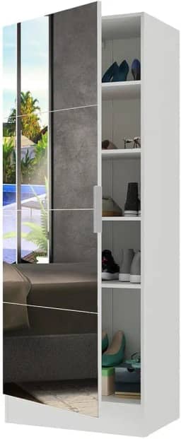 Sapateira 1 Porta com Espelho Jade Plus Multimóveis Branca