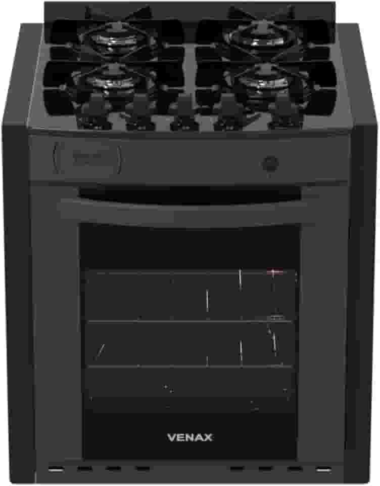 Fogao de Embutir 4 Bocas Venax Gaudi Prisma Vitreo Bl Grafite Gas Glp