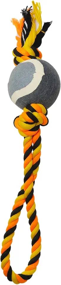 Mordedor Para Cães Com Corda E Bola - Brinquedo Para Mastigar, Saúde Dental E Brincadeira - Ideal Para Cães De Médio E Grande Porte - Cores Sortidas