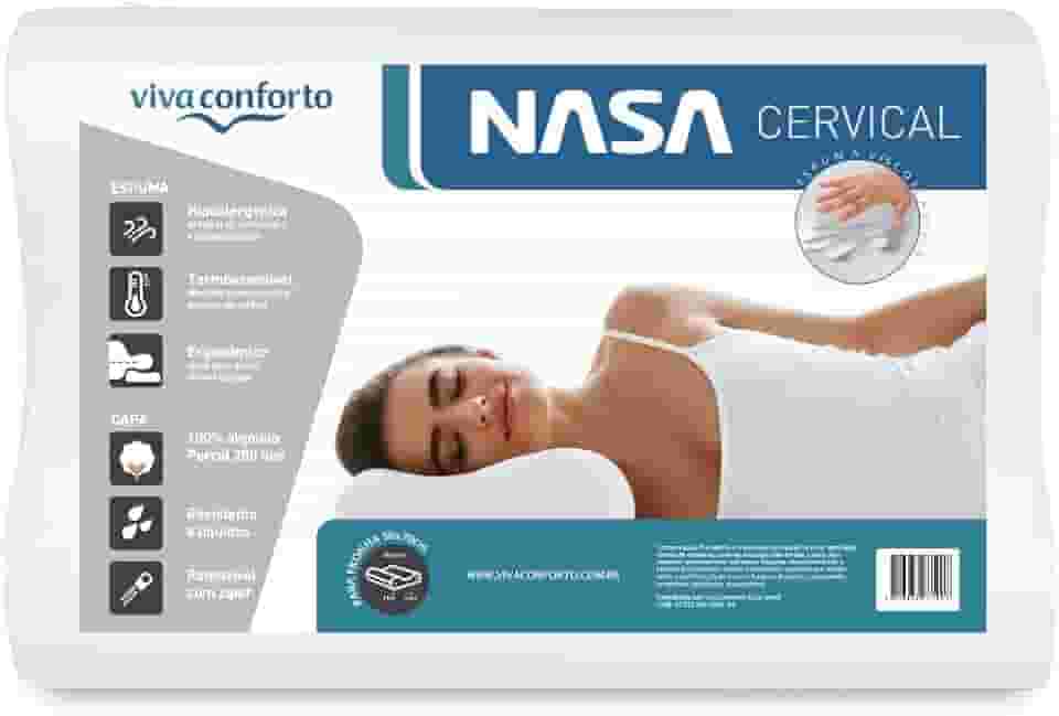 Travesseiro Nasa Cervical Anatômico Ortopédico Capa Percal 200 Fios 100% Algodão Viva Conforto
