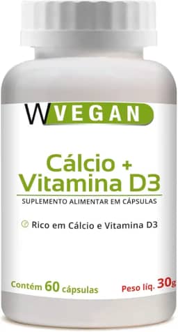W Vegan Calcio + Vitamina D3 2.000 Ui 60 Capsulas Wvegan Vegano Cálcio