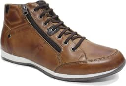 Bota Masculina Casual em Couro com Elástico e Ziper Lateral NE-1005