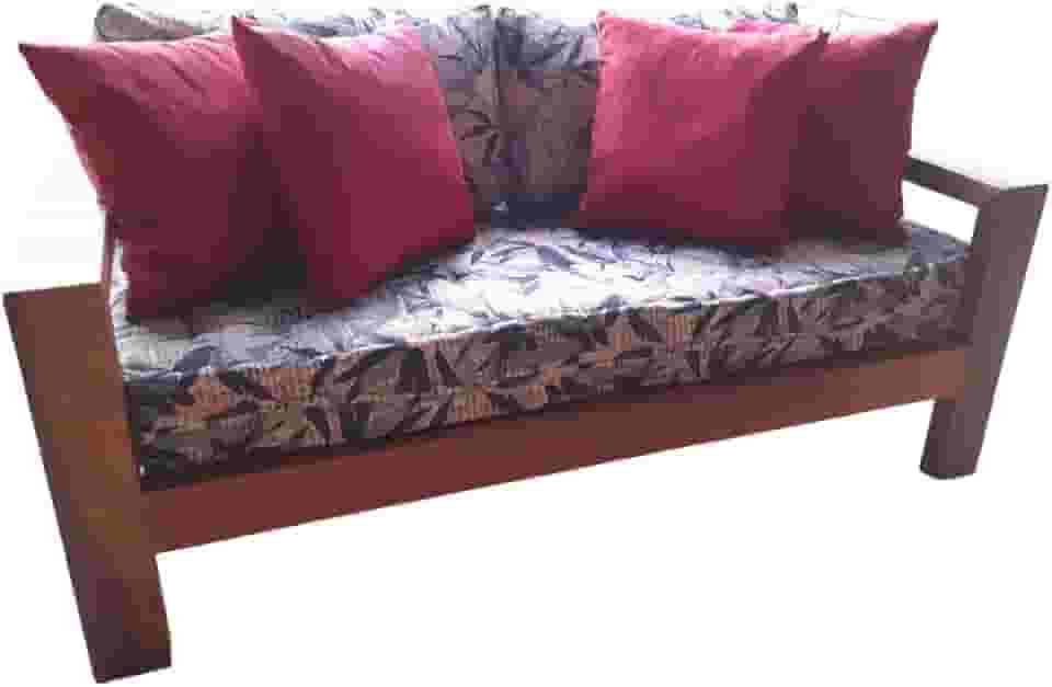 Sofa em madeira de demolição com jogo de futons em tecdo acquablock