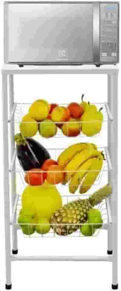 Fruteira De Chão Com 3 Cestos Removíveis De aço Tampo extra Forte