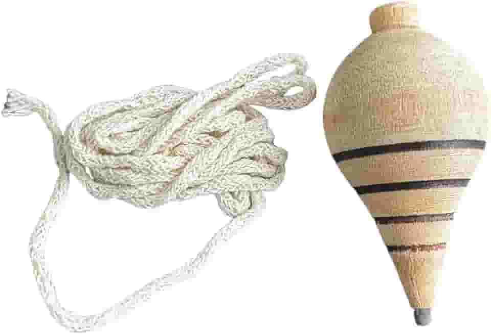 Kit 6 Brinquedo Pião lembrancinha de madeira + corda fieira