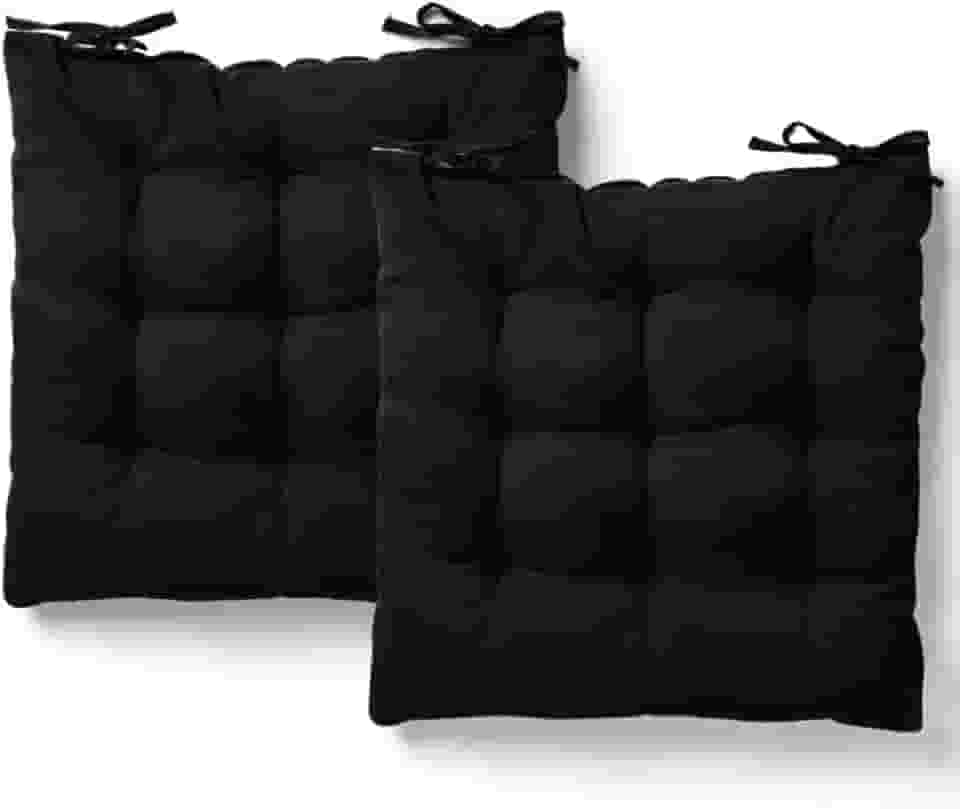 Kit 2 Almofadas Assento Cadeira Futton Futon 40x40cm Cores Diversas 100% Poliéster (Preto)