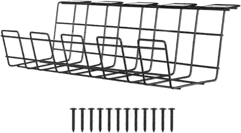 Organizador de Cabos e Fios de Metal Para Organização de Escritório Mesa Por Parafuso Em Grade Suporte Ideal Para Home Office Setup Esconder Passa Fios Calha Supra Supply (Preto)