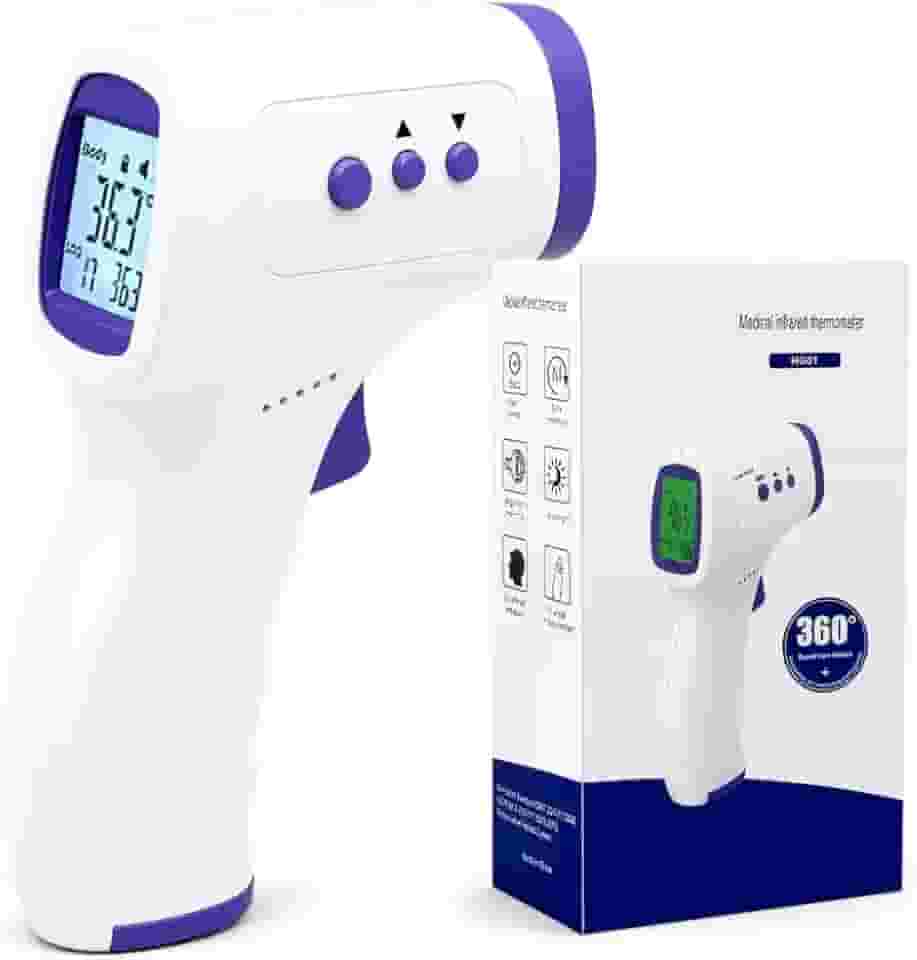 Termômetro Infravermelho Digital Premium 3 em 1 Sem Contato Certificado FDA com Sensor de Alta Precisão para Testa Corpo Alimentos e Líquidos Alarme de Febre e Visor LCD