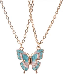 Kit 2 Colares Magnéticos Borboleta Coloridos Melhores Amigas