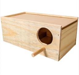 Ninho em MDF para Calopsita, Casa de Pássaro em Madeira Natural, 30x17,3x12 cm, com Poleiro