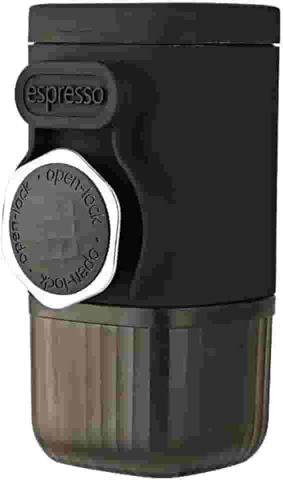 Cafeteira portátil de prensa manual com compartimento de cápsula, tigela de café em pó e caneca de viagem - Máquina de café expresso compacta para casa, viagem, preparação manual de café