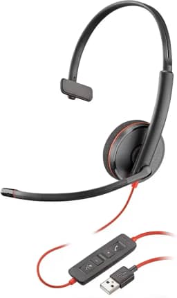 Plantronics Blackwire C3210 Fone de ouvido com cancelamento de ruído e braço de microfone flexível – Preto