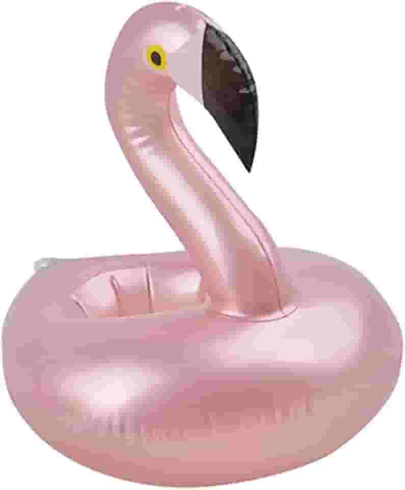 KIT 5 Boia Porta Copo Flamingo Rose Flutuador Praia Piscina