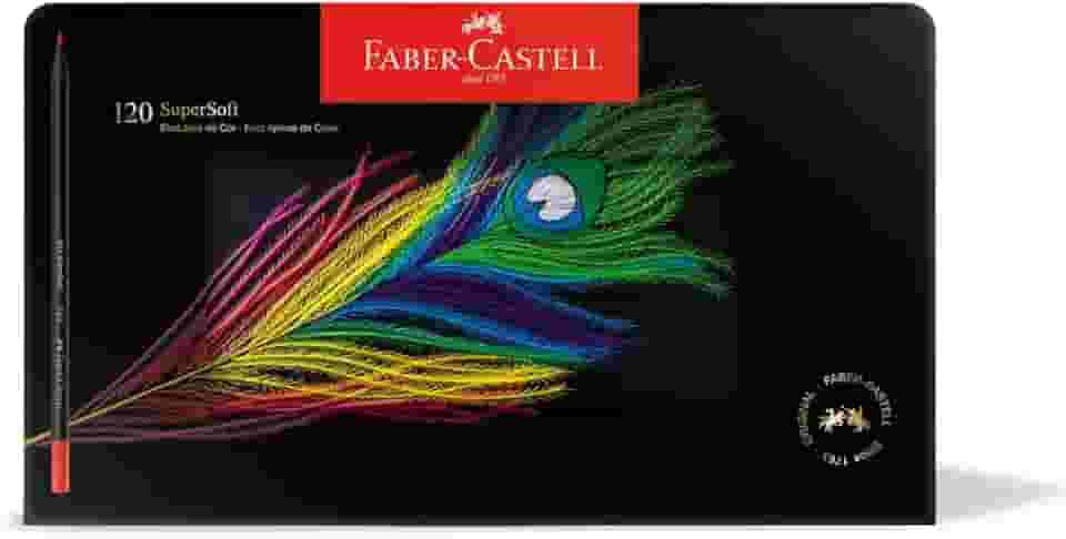EcoLápis de Cor Faber-Castell SuperSoft, 120 Cores + Estojo de Lata - 1207120SOFT