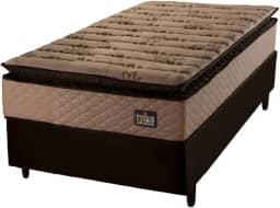Cama Box Solteiro Colchão Espuma D33 Pillow Top Van Gogh 88x188x67cm Marrom Hellen - Suporta até 120kg