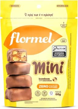 Mini Bombom com Amendoim FLORMEL Zero Açúcar 60 Gramas