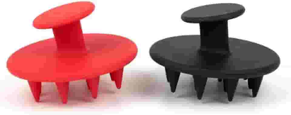 Kit 2 Massageador de Cabeça Manual em Silicone Vermelho e Preto Cores Sortidas Ferramenta de Relaxamento Para Couro Cabeludo Portátil