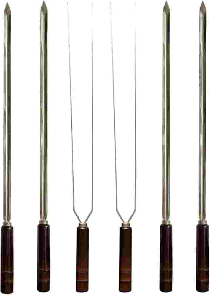 Kit 6 Espetos Artesanais Inox P/Churrasco