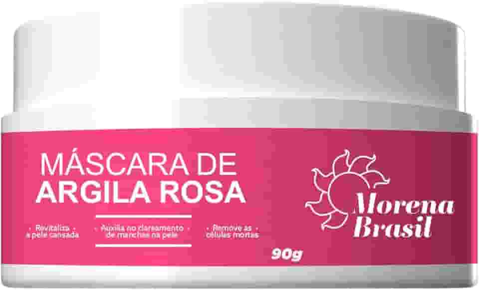 Máscara Facial Com Argila Rosa Reduz A Acne | Morena Brasil | diminui a oleosidade Reduz a acne e marcas de cicatriz Perfeito para peles sensíveis