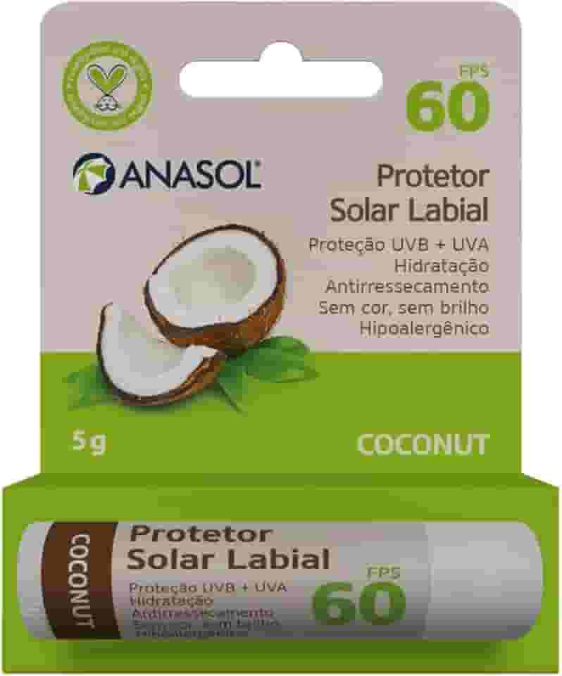 Protetor Solar Labial FPS 60 Coconut 5g - Anasol