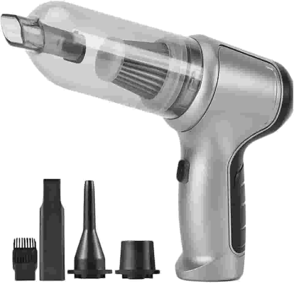 Aspirador de Pó Sem Fio Portátil 4 em 1 – Multifuncional, Leve, Potente e Recarregável para Casa e Carro (Branco)