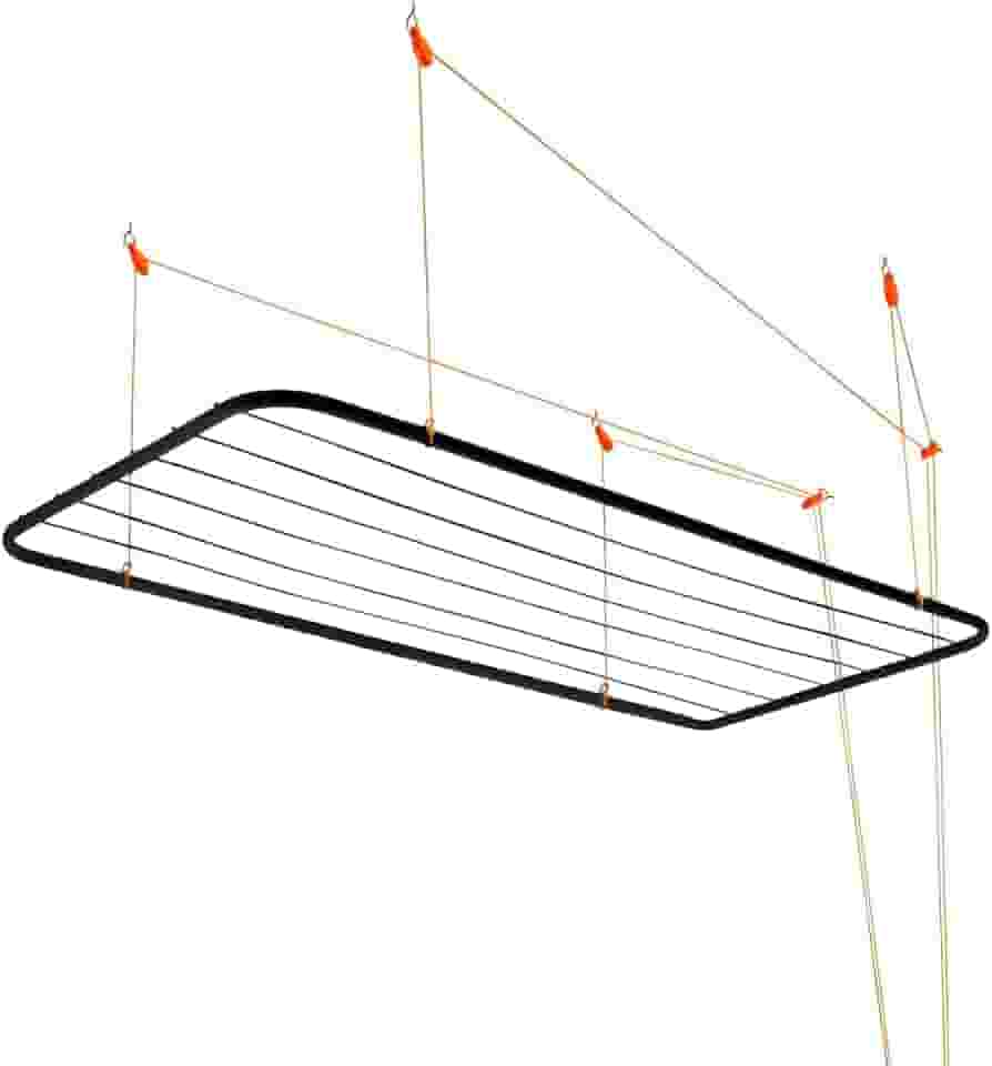 Varal de Teto em Aço, Cor Preta, Maxeb.