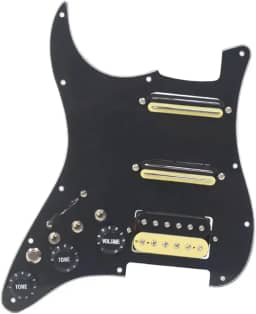 Captador pickguard para guitarra elétrica Humbucker canhoto de 3 camadas com fiação de corte único carregado pré-cabeado com controle Swith Scratchplate Assembly para Fender Strat