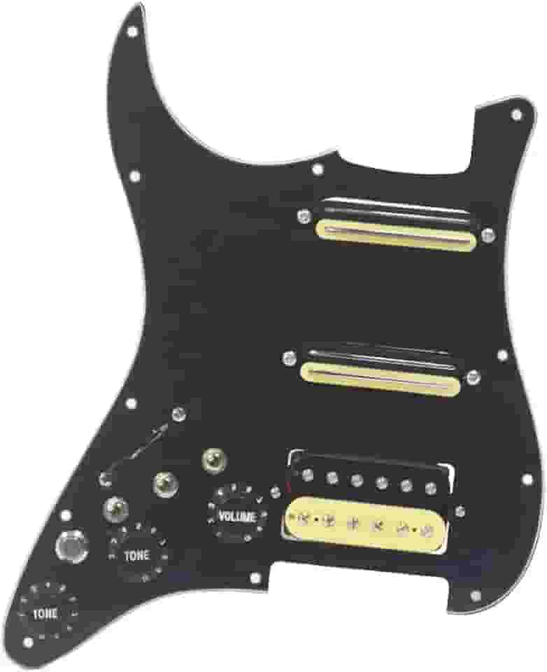 Captador pickguard para guitarra elétrica Humbucker canhoto de 3 camadas com fiação de corte único carregado pré-cabeado com controle Swith Scratchplate Assembly para Fender Strat
