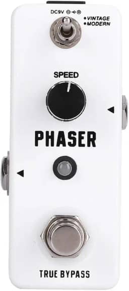 Domary Pedal Analógico de Efeito de Guitarra Phaser, Portátil, Mini Concha de Metal, Vintage, Moderno, True Bypass, Indicador Led para Guitarristas