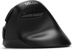 Mouse ergonômico pequeno sem fio DeLUX, mouse vertical BT silencioso, 6 botões e 4000 DPI, reduz a dor no pulso e a pressão nas mãos, para PC, computador, laptop (M618Mini DB-preto)